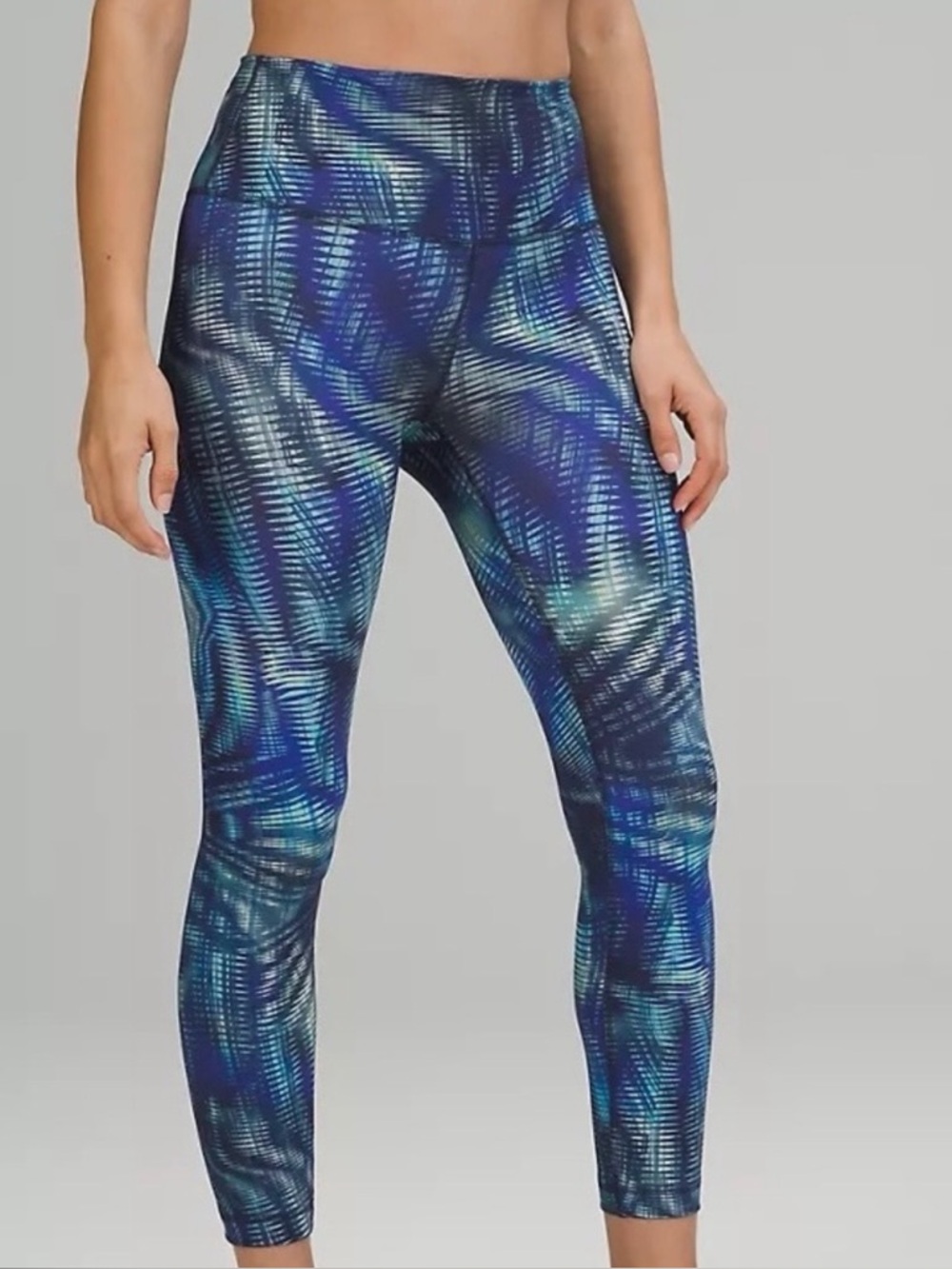 Lululemon wunder train leggings 7/8 Length Shapeshifter Flux Blue Multi. Sz 8